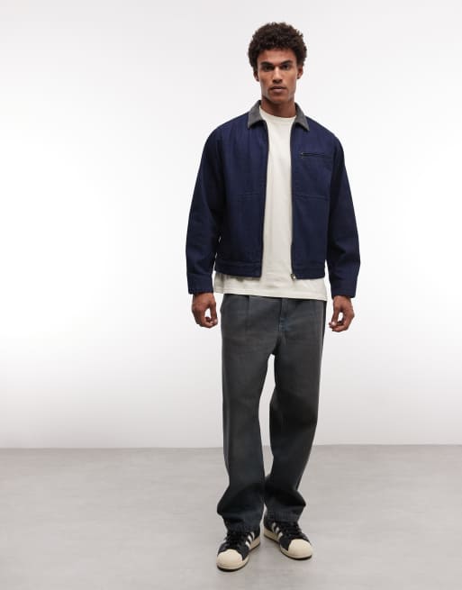 Gramicci denim trucker jacket with contrast collar in indigo, 2 of 5
