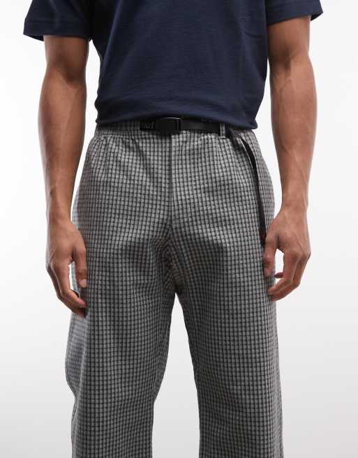 Gramicci dobby plaid straight leg pants in stone, 4 of 5