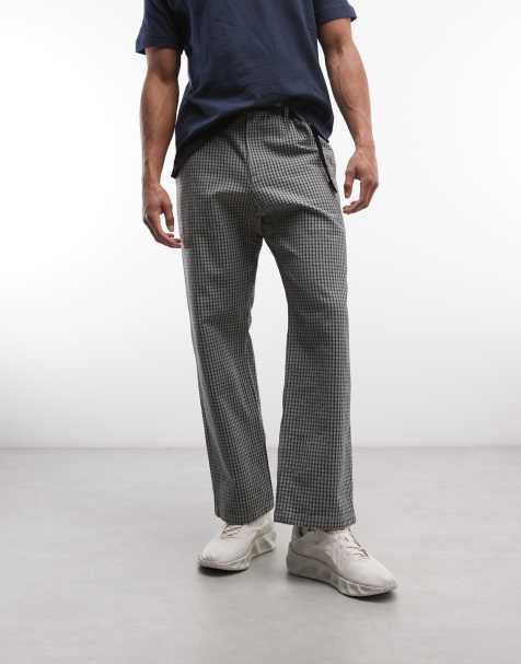 Gramicci dobby plaid straight leg trousers in stone - view 1