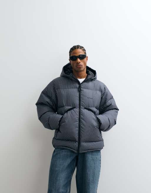 Gramicci down checked puffer jacket in navy, 4 of 5