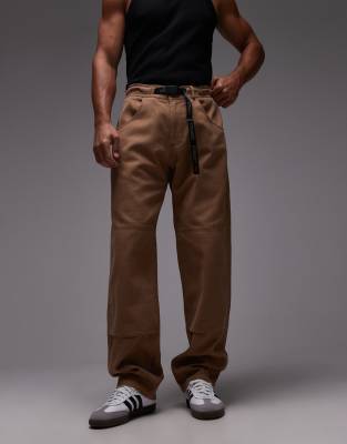 Gramicci Gramicci el cap straight leg double knee trousers in light brown