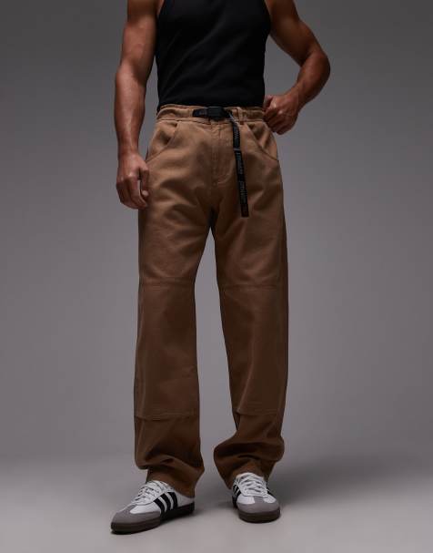 Gramicci el cap straight leg double knee trousers in light brown - view 1