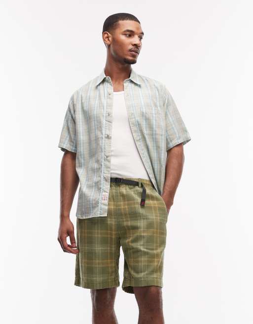 Gramicci - G-short décontracté en chanvre à carreaux écossais - Vert multicolore