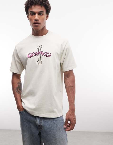 Gramicci graphic print bone t-shirt in ecru - view 1