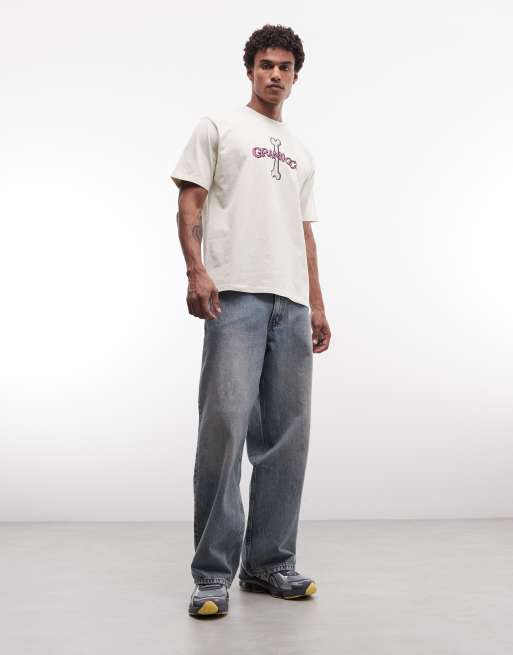 Gramicci graphic print bone t-shirt in ecru, 3 of 5