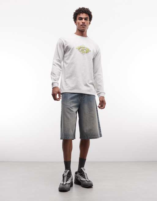 Gramicci graphic print long sleeve t-shirt in grey marl, 3 of 5