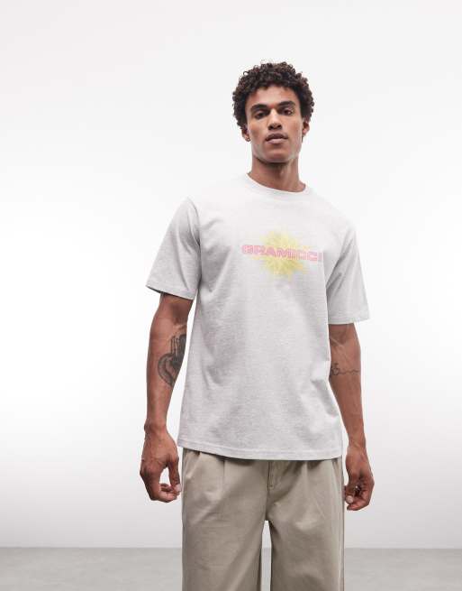 Gramicci graphic print t-shirt in grey marl, 3 of 5