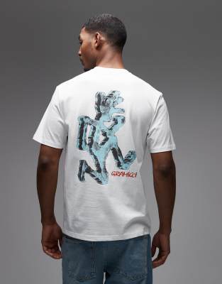 Gramicci ice sculpture short sleeve tee with back graphic in white