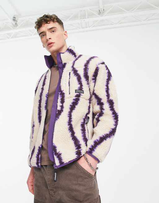 Gramicci – Jacke aus Sherpa-Fleece in gebrochenem Weiß mit Wirbelmuster