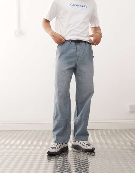 Gramicci japanese hickory denim workwear pants in blue - view 1
