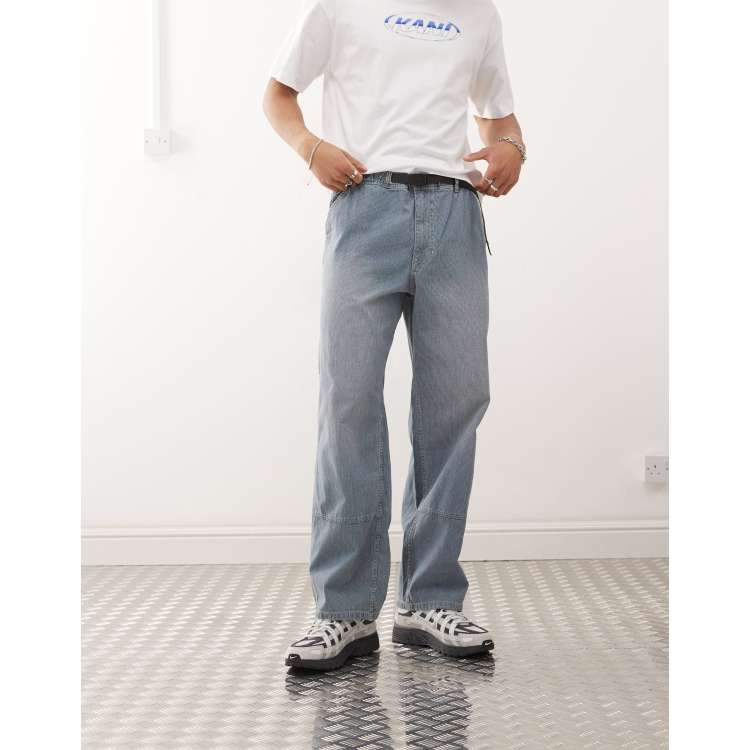 Gramicci japanese hickory denim workwear pants in blue | ASOS