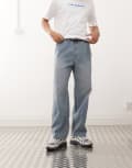 [Gramicci] Gramicci japanese hickory denim workwear pants in blue-Grey L BLUE