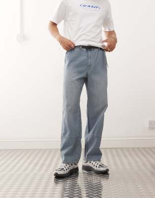Gramicci - Japanese - Pantalon style workwear en denim à rayures Hickory - Bleu-Gris