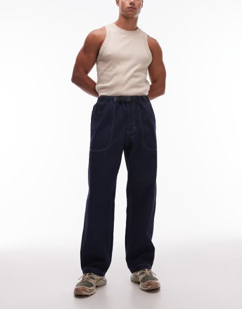 Gramicci japanese slub denim loose fit jeans in indigo blue - view 1