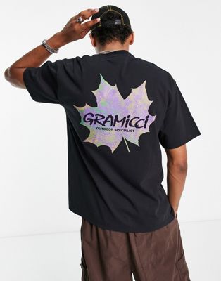 Gramicci leaf backprint t-shirt in black