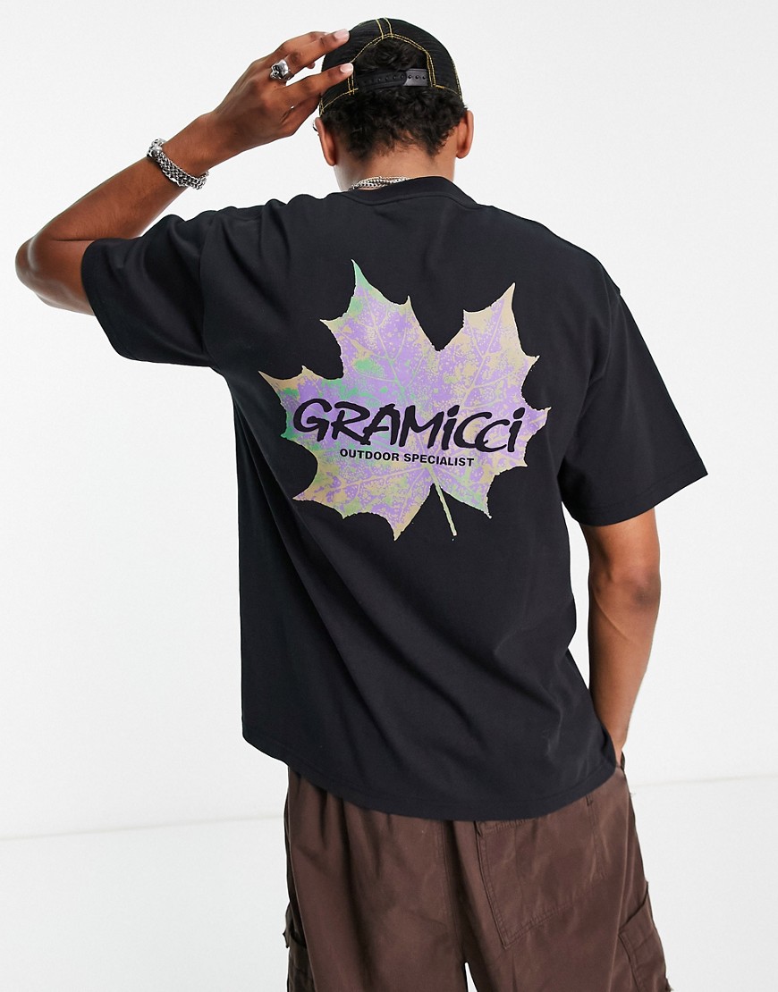 Gramicci leaf backprint T-shirt in black