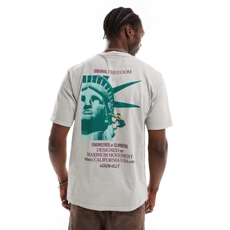 Gramicci liberty graphic t-shirt in pigment slate | ASOS
