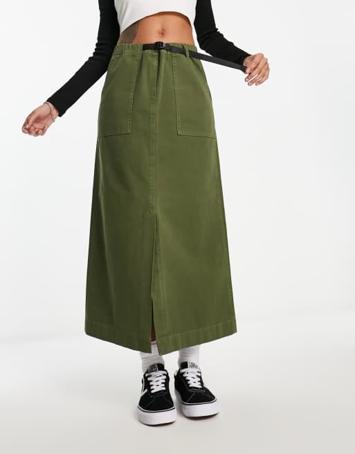 Gramicci long baker skirt in khaki