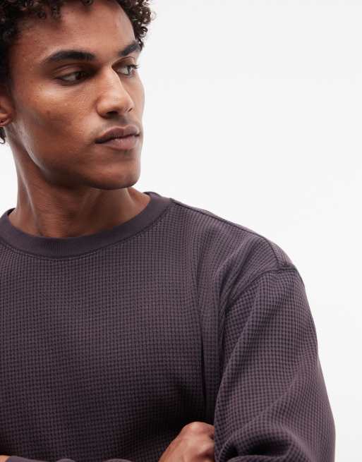 Gramicci long sleeve textured waffle sweatshirt in black/black wash, 3 of 5