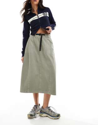 Gramicci maxi skirt in pigment sage green