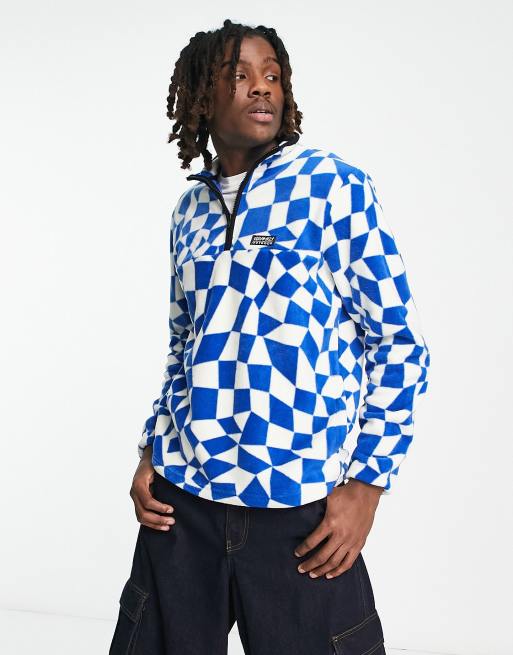 CHECKERED HALF ZIP HOODIE