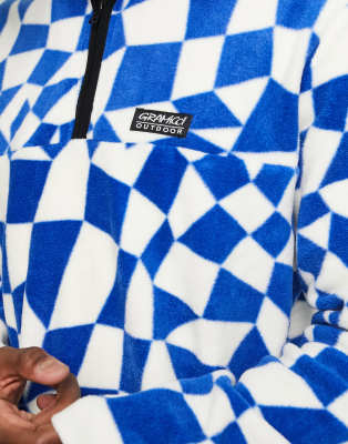 Gramicci mock neck half zip fleece in blue