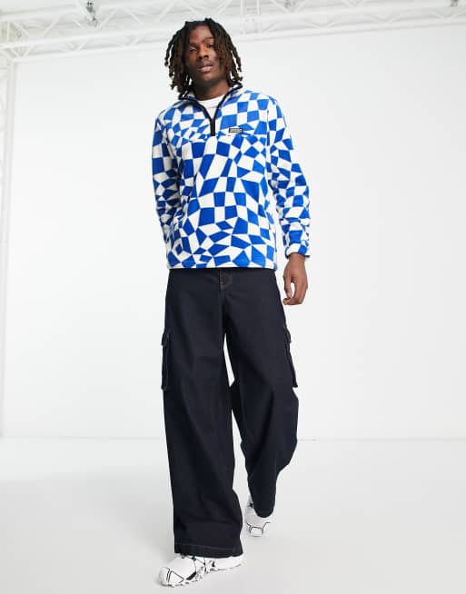 Gramicci mock neck half zip fleece in blue