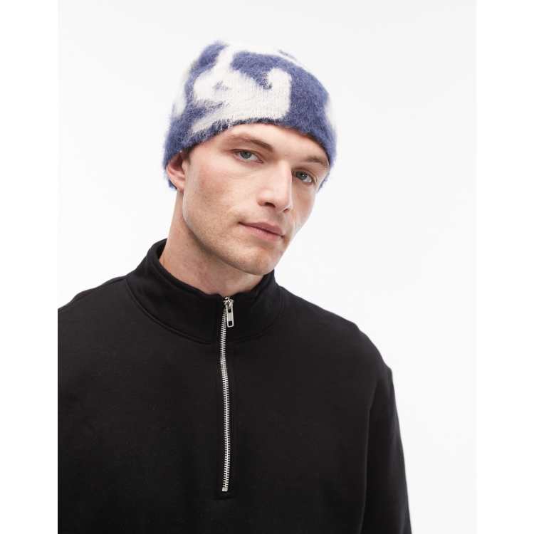 Gramicci mohair burly running man beanie in navy | ASOS