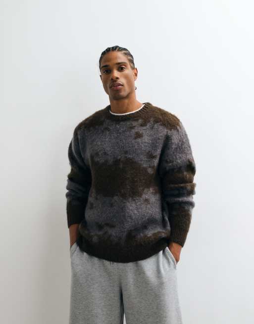 Gramicci mohair splatter knitted jumper in charcoal, 2 of 5