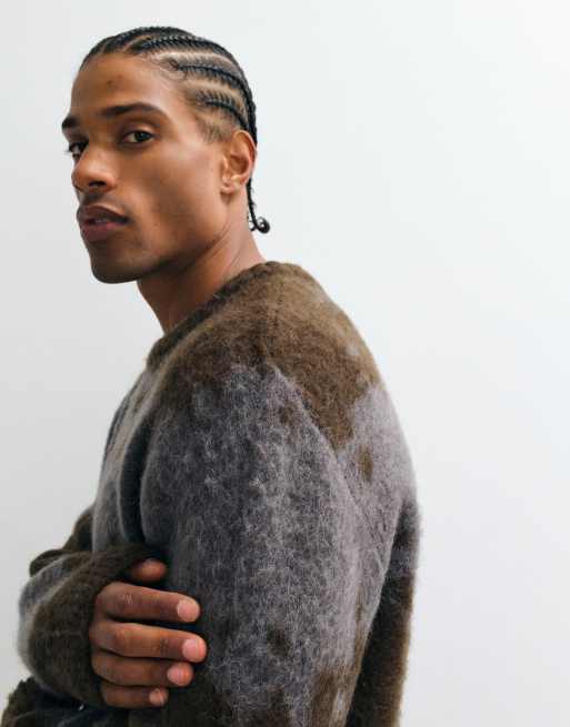Gramicci mohair splatter knitted jumper in charcoal, 4 of 5