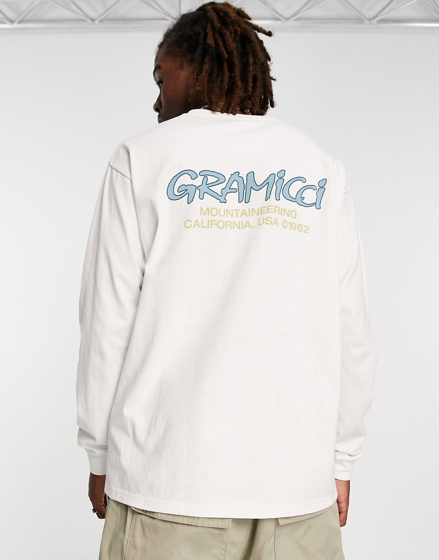 Gramicci mountaineering backprint long sleeve top in white