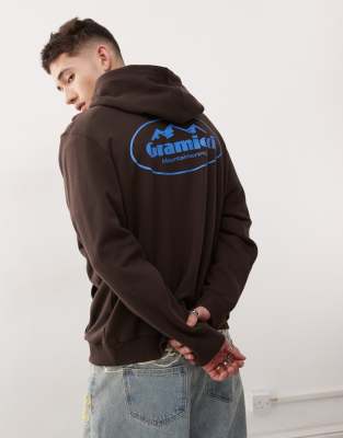 mountaineering graphic hoodie in dark brown