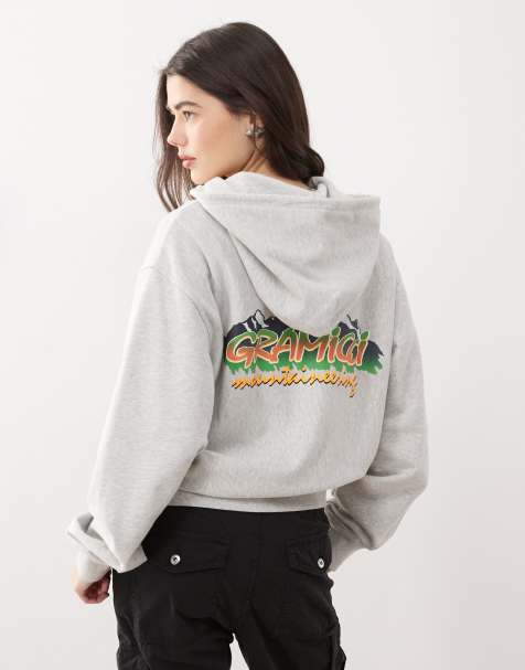 Gramicci mountaineering graphic zip hoodie in grey - view 1