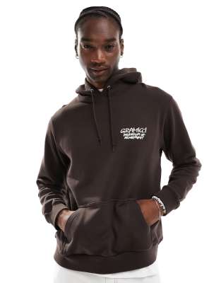 napping climber graphic hoodie in dark brown