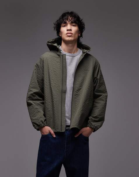 Gramicci northside utility hooded jacket in green micro check - view 1