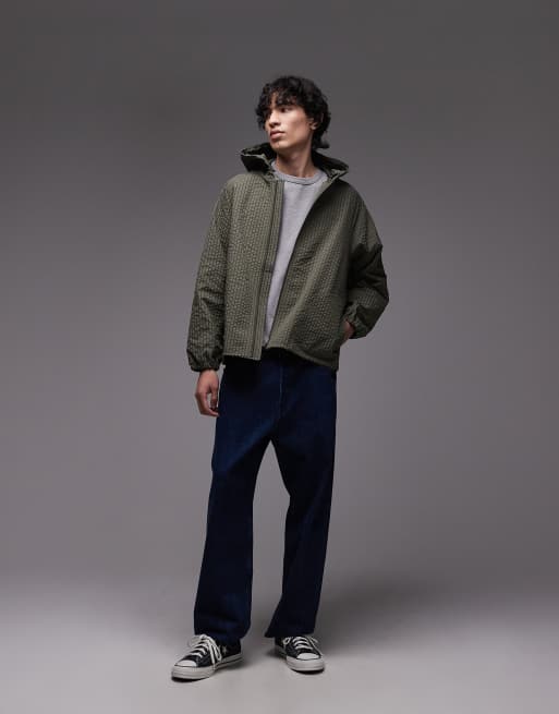 Gramicci northside utility hooded jacket in green micro plaid | ASOS