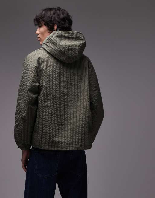 Gramicci northside utility hooded jacket in green micro plaid | ASOS