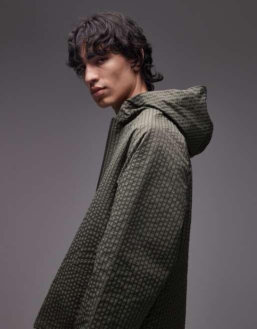 Gramicci northside utility hooded jacket in green micro plaid | ASOS