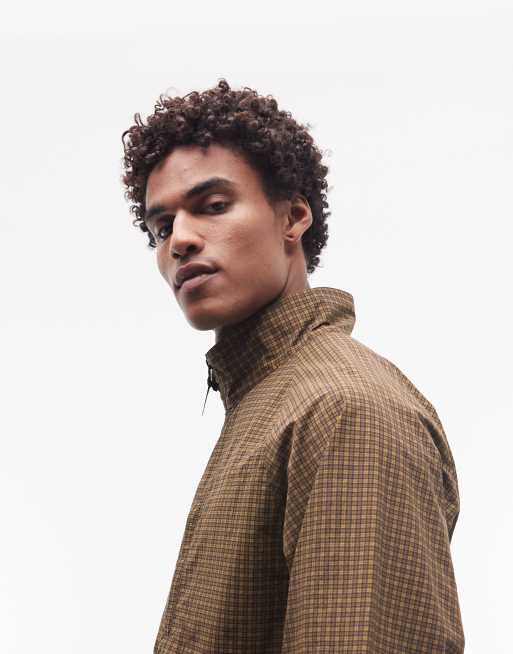 Gramicci nylon mini check jacket in brown, 3 of 5