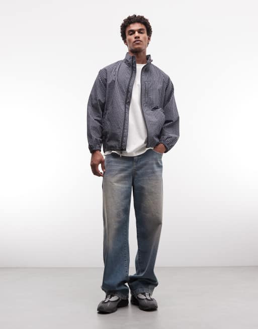Gramicci nylon mini check jacket in navy, 2 of 5