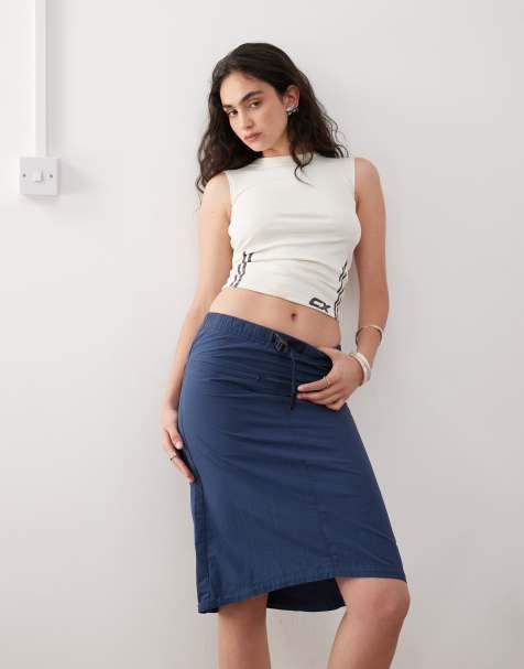 Gramicci nylon packable midi skirt in deep navy - view 1
