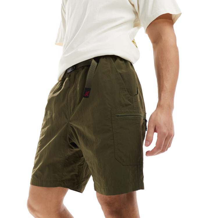 Gramicci nylon utility shorts in khaki