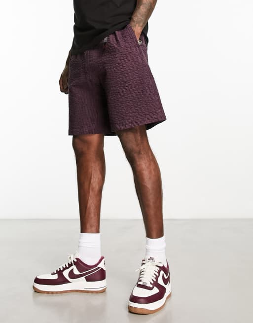 Gramicci OG seersucker shorts in burgundy