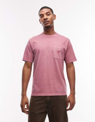 Gramicci One Point Short Sleeve Pigment Dyed T-shirt In Pink