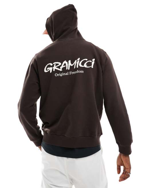 Gramicci – Original Freedom – Ciemnobrązowa bluza z kapturem i grafiką, 2 z 4