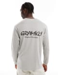 [Gramicci] Gramicci original freedom graphic long sleeve t-shirt in pigment sage-Neutral S STONE