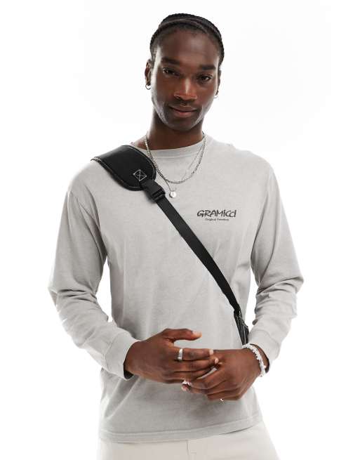 Gramicci original freedom graphic long sleeve t-shirt in pigment sage, 4 of 4