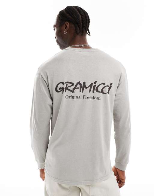 Gramicci - Original Freedom - Maglietta a maniche lunghe verde salvia con grafica