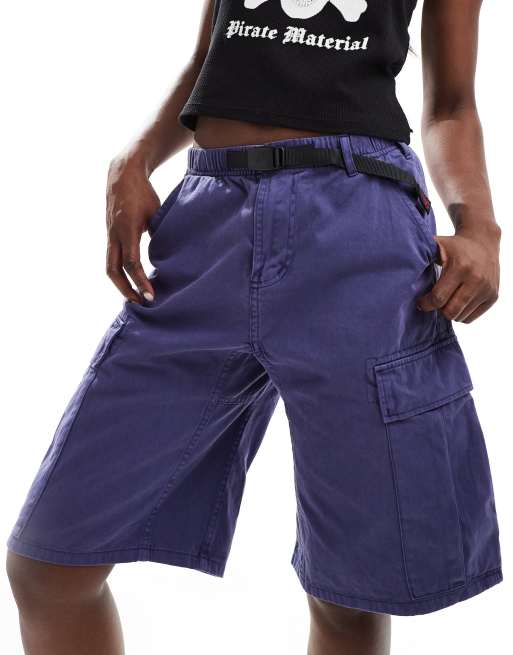 Gramicci - Pantaloncini cargo in twill di cotone blu taglio lungo