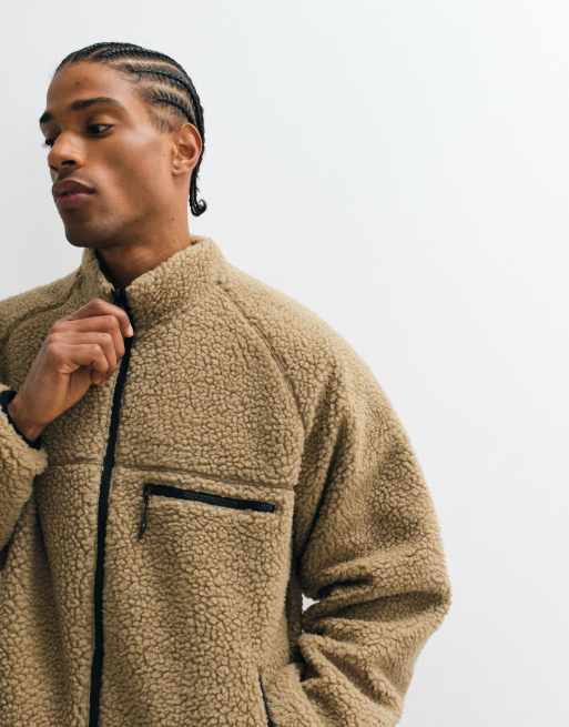 Gramicci reversable borg jacket in beige, 3 of 5